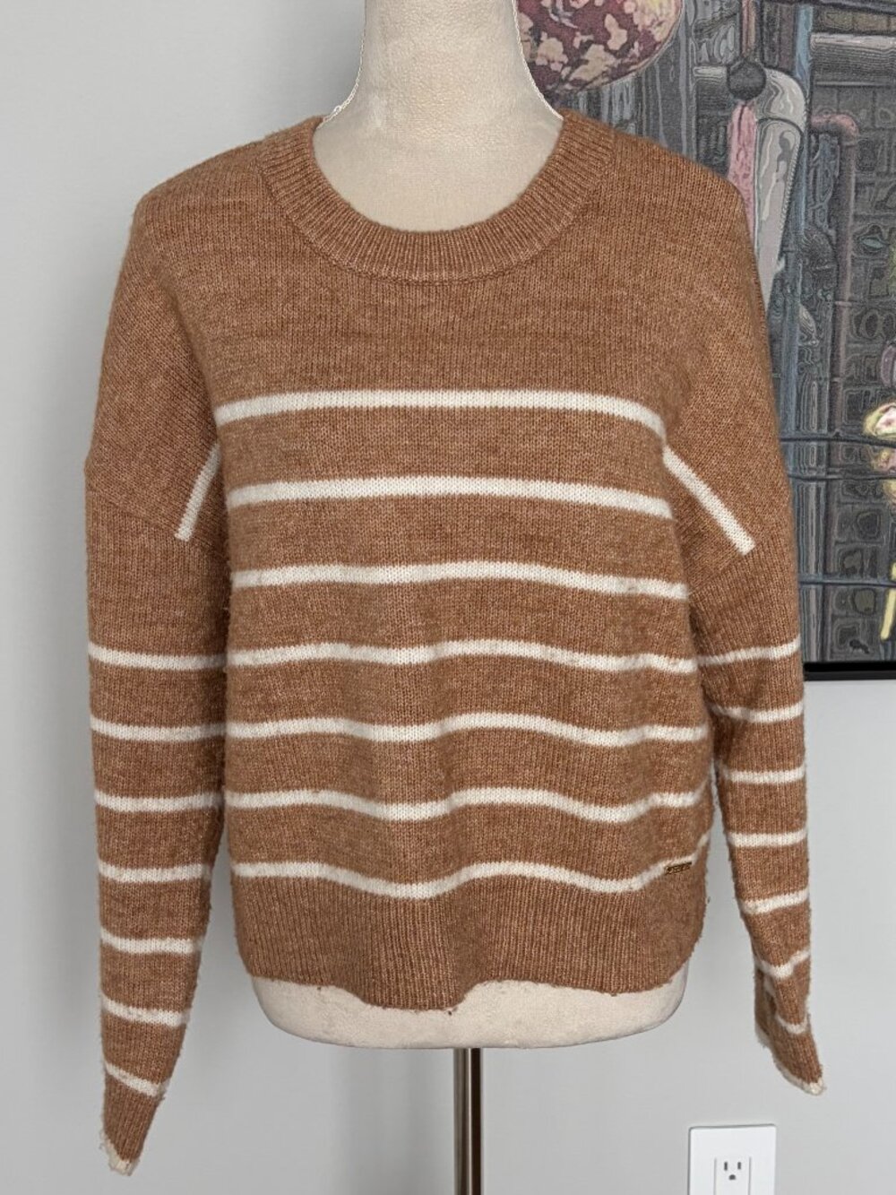 Jason Wu Gold and White Striped Sweater L